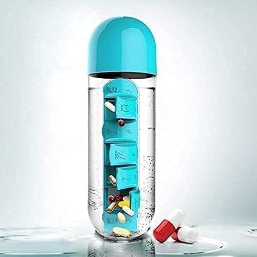 Portable Water Bottle With Built-in Pill Box