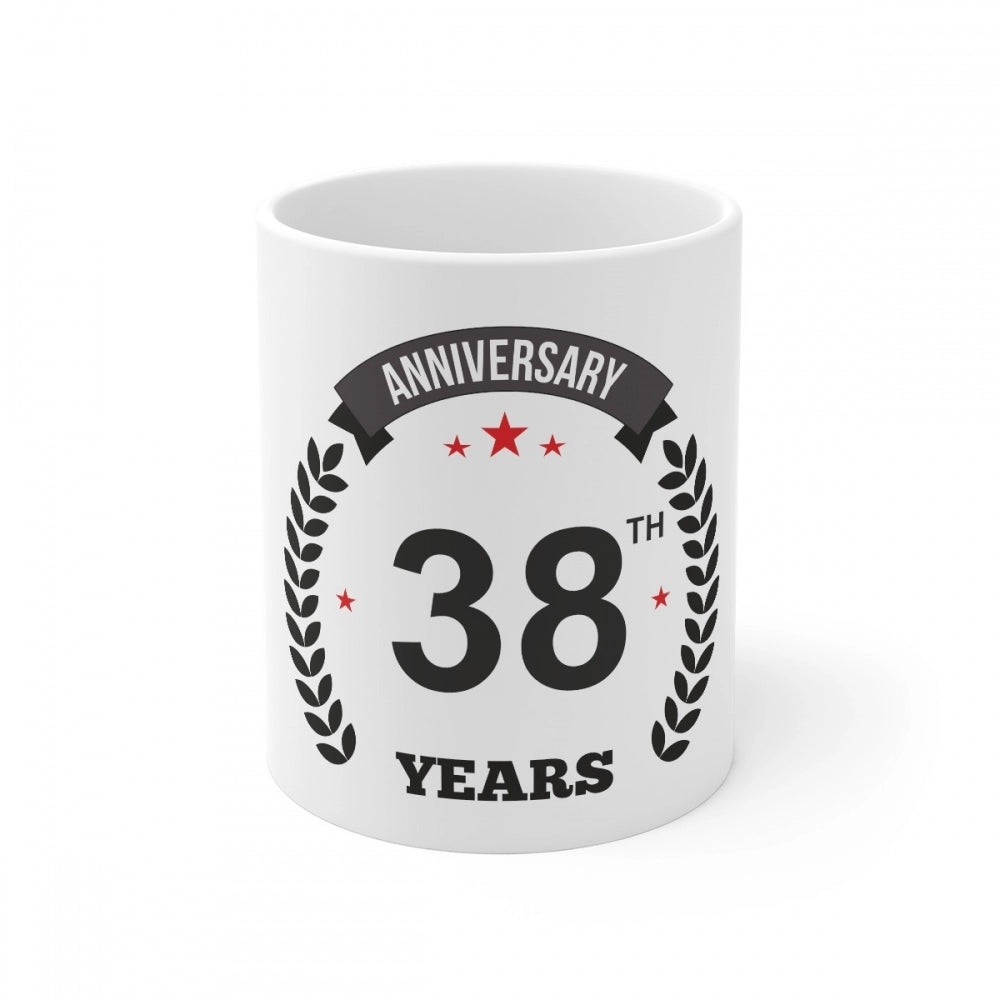 Generic Ceramic 38th Anniversary Printed Coffee Mug (Color: White, Capacity:330ml)