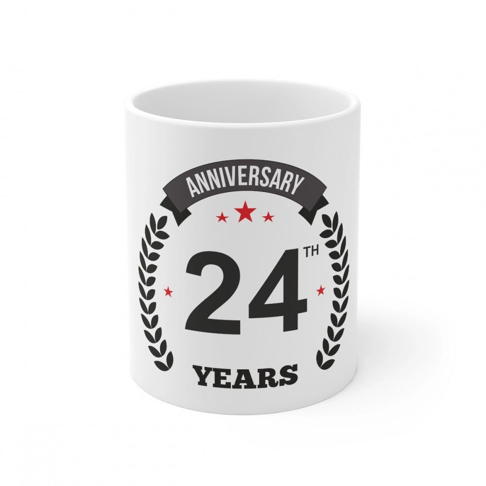 Generic Ceramic 24th Anniversary Printed Coffee Mug (Color: White, Capacity:330ml)