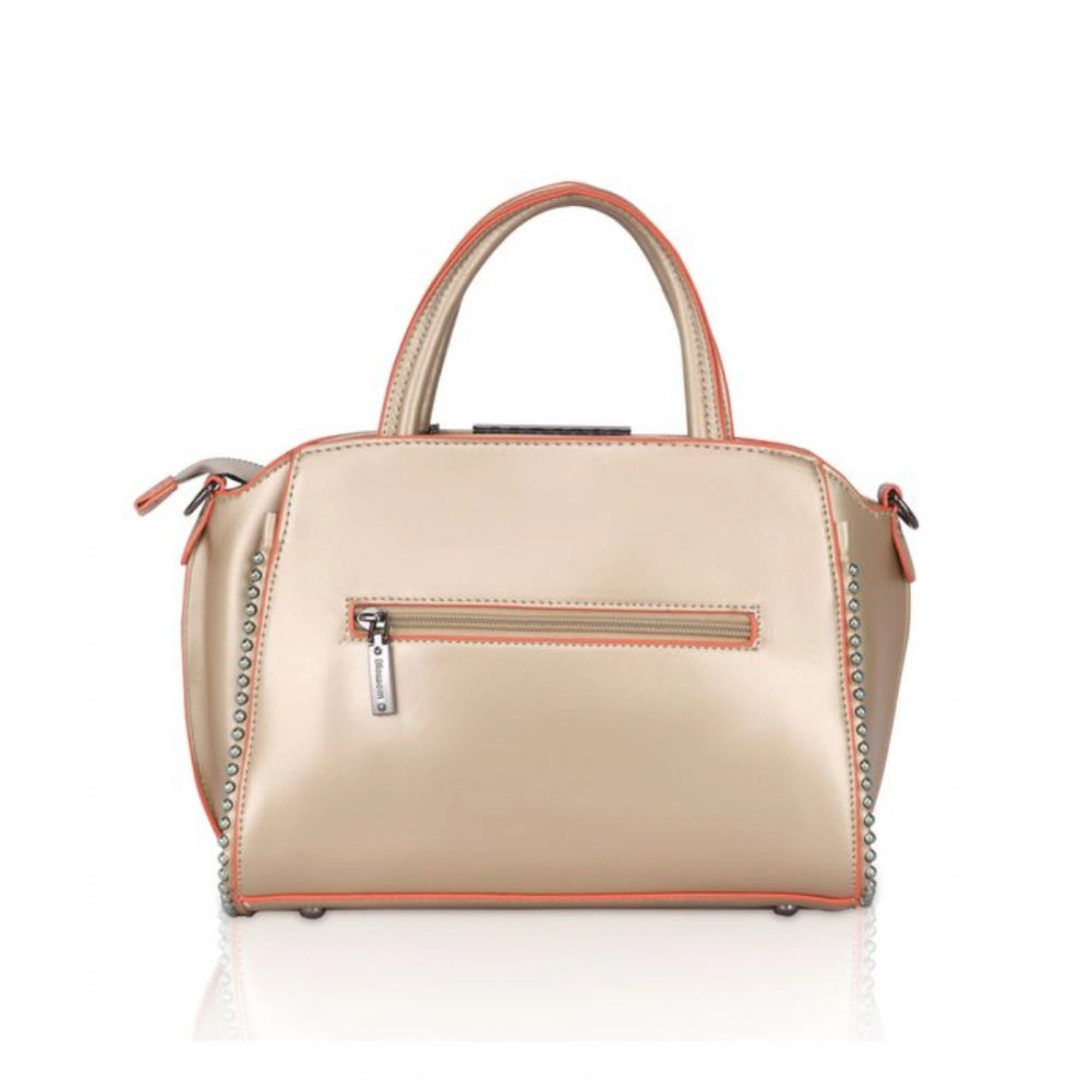 Generic Women's Faux Leather Metal Beads Handbag (Gold)
