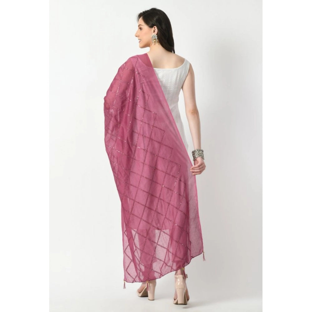 Generic Women's Chanderi Self Design Dupatta (Levender, Length: Free Size)