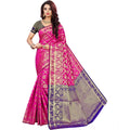 Generic Women's Jacquard Woven Saree With Unstitched Blouse 5.5Mtr (Pink)