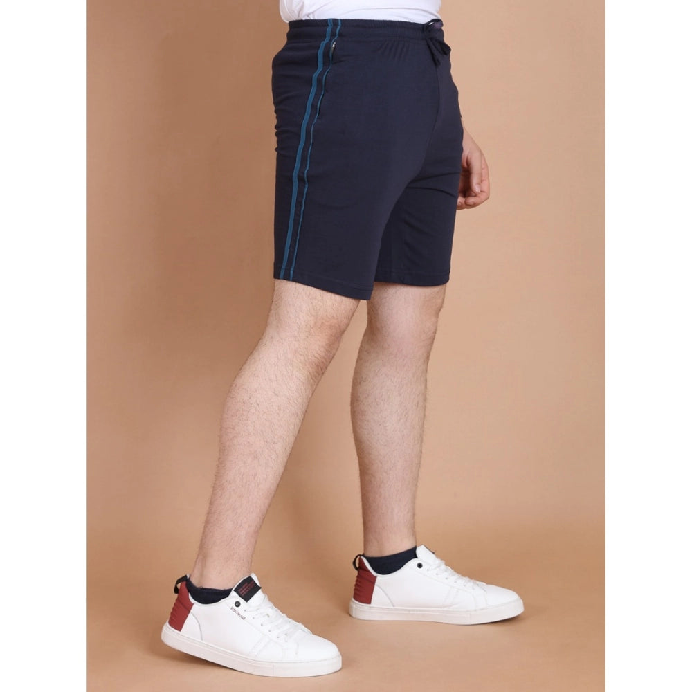 Generic Men's Casual Cotton Striped Above knee Shorts (Navy)