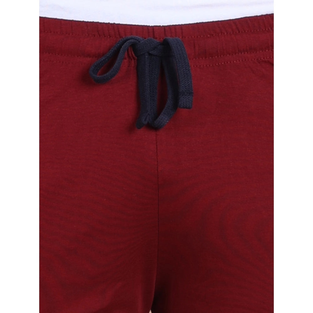 Generic Men's Casual Cotton Striped Above knee Shorts (Maroon)