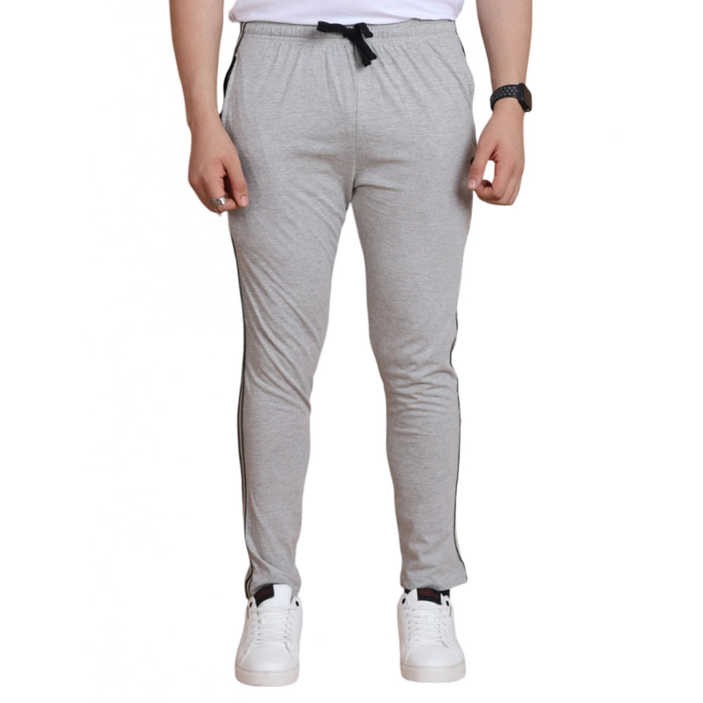 Generic Men's Casual Cotton Striped Full Length Track Pant (Greymelange)