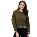 Generic Women's Fleece Solid Long Sleeves Sweatshirt (Olive)