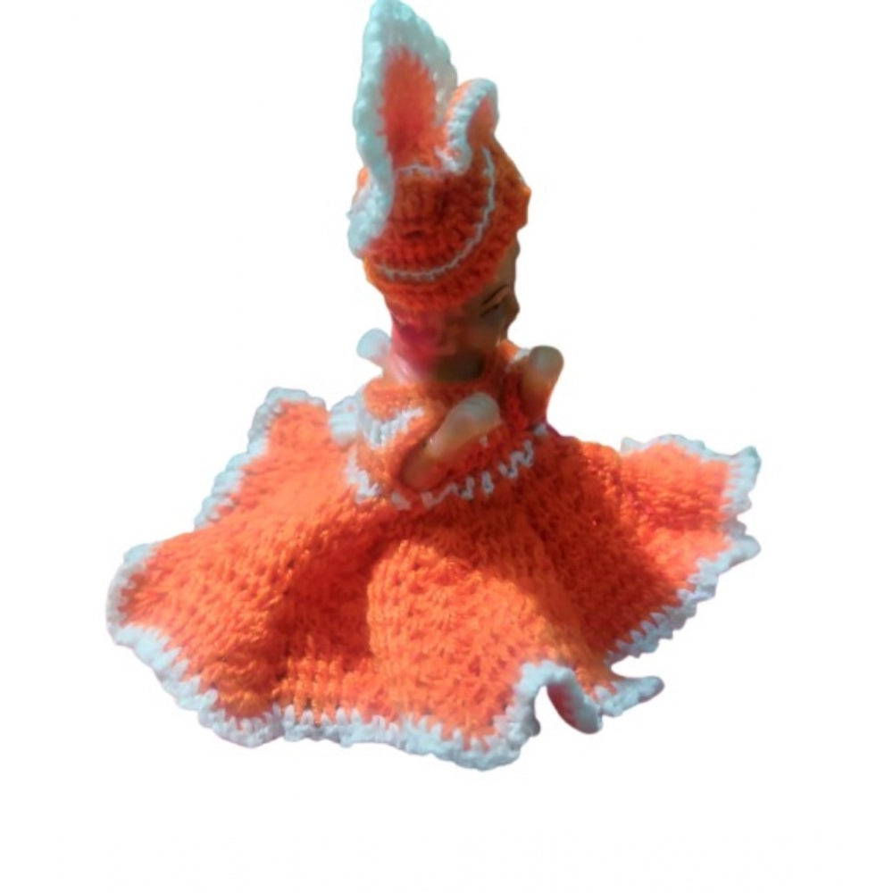 Generic Laddu Gopal Tharad Dress Size: 0 To 6 (Orange-White)