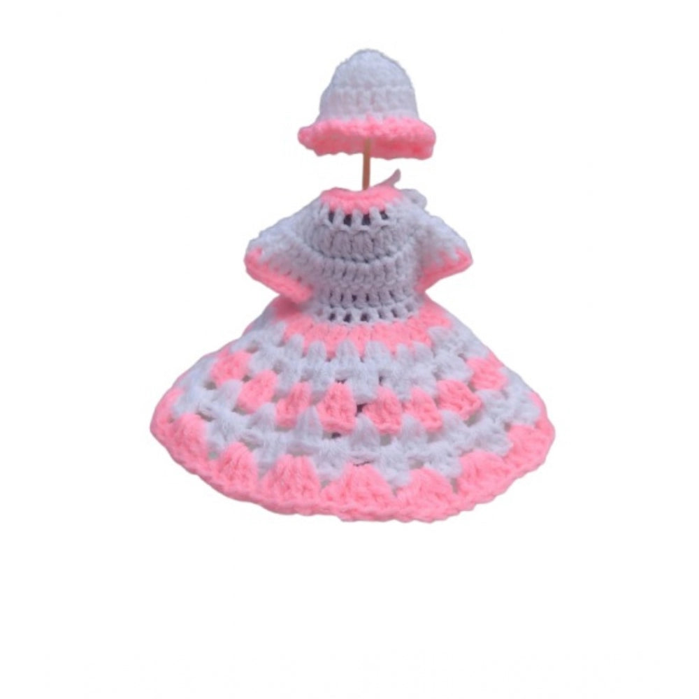 Generic Laddu Gopal Tharad Dress Size: 0 To 6 (White-Baby Pink)