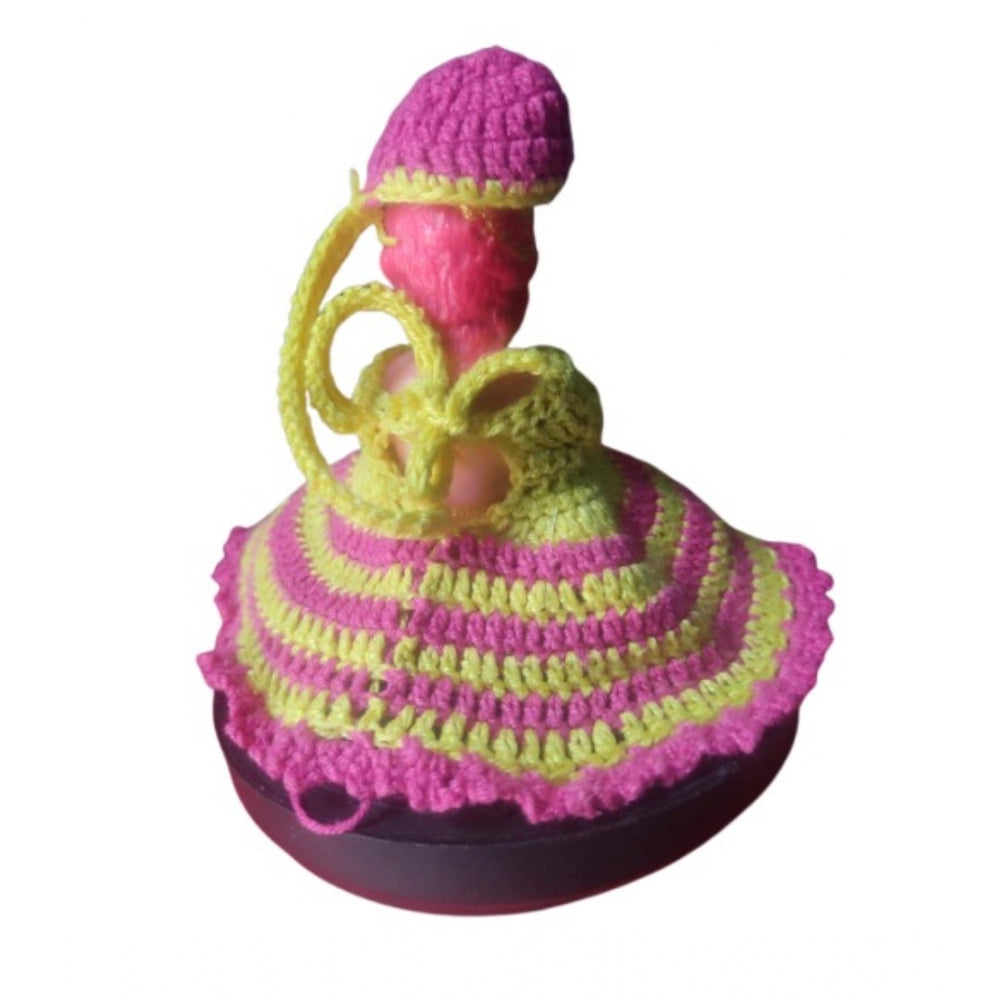 Generic Laddu Gopal Tharad Dress Size: 0 To 6 (Pink-Yellow)