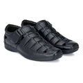 Generic Men's Casual Faux Leather Solid Velcro Sandal (Black)