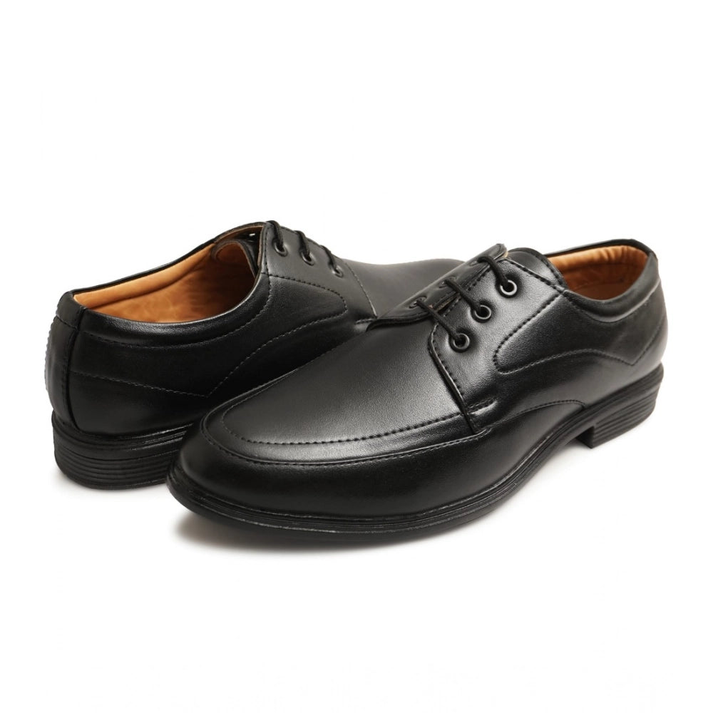 Generic Men's Casual Faux Leather Solid Lace-Up Formal Shoes (Black)