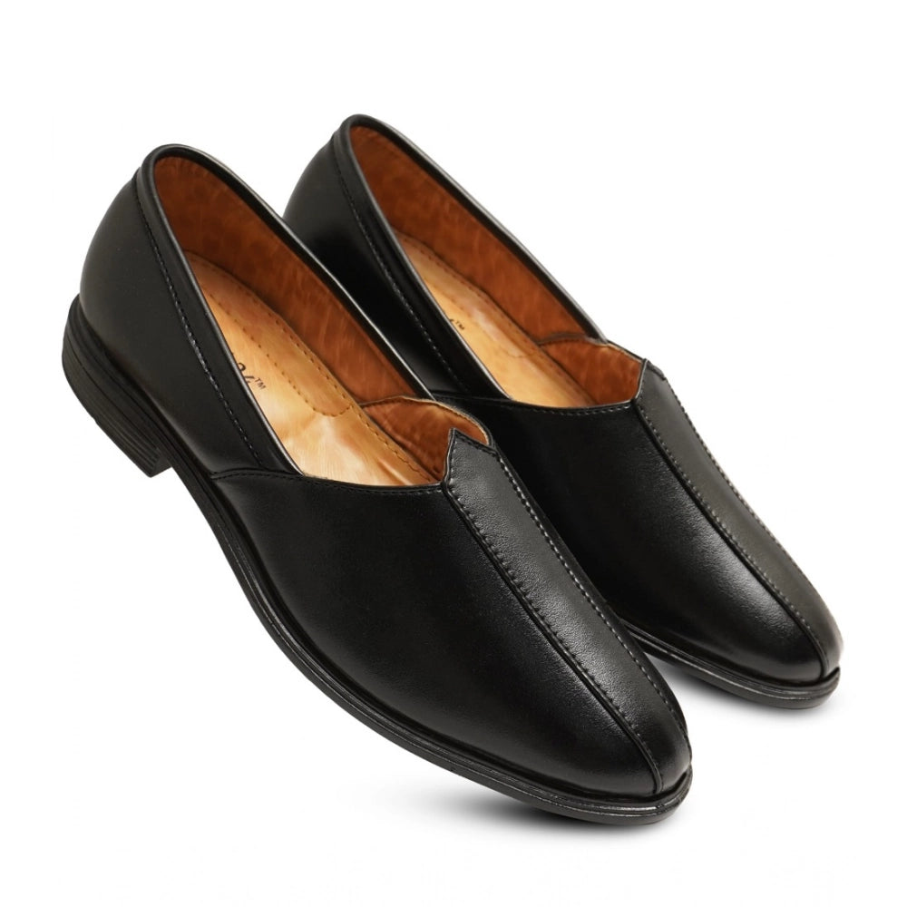 Generic Men's Casual Faux Leather Solid Slip-on Formal Shoes (Black)
