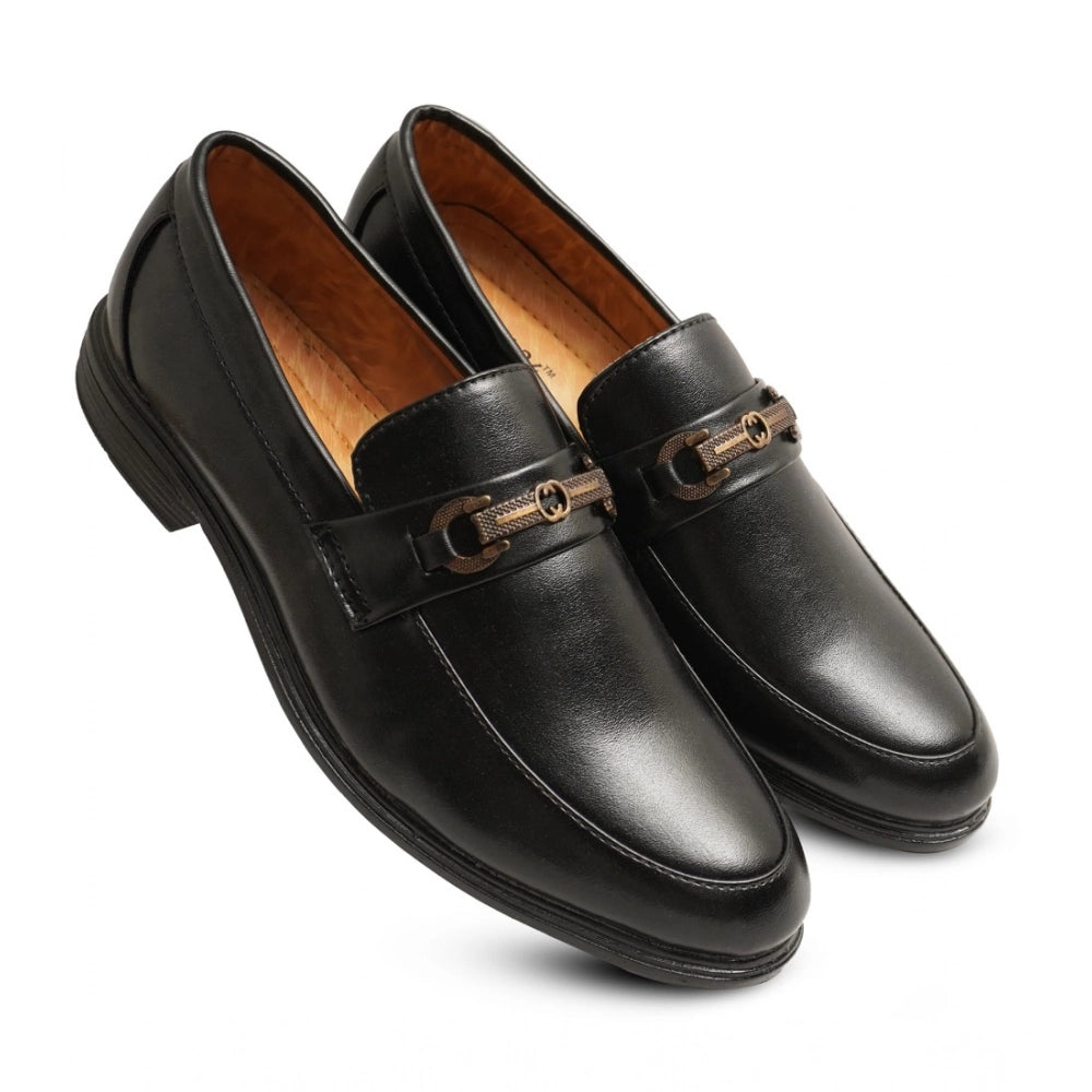 Generic Men's Casual Faux Leather Solid Slip-on Formal Shoes (Black)
