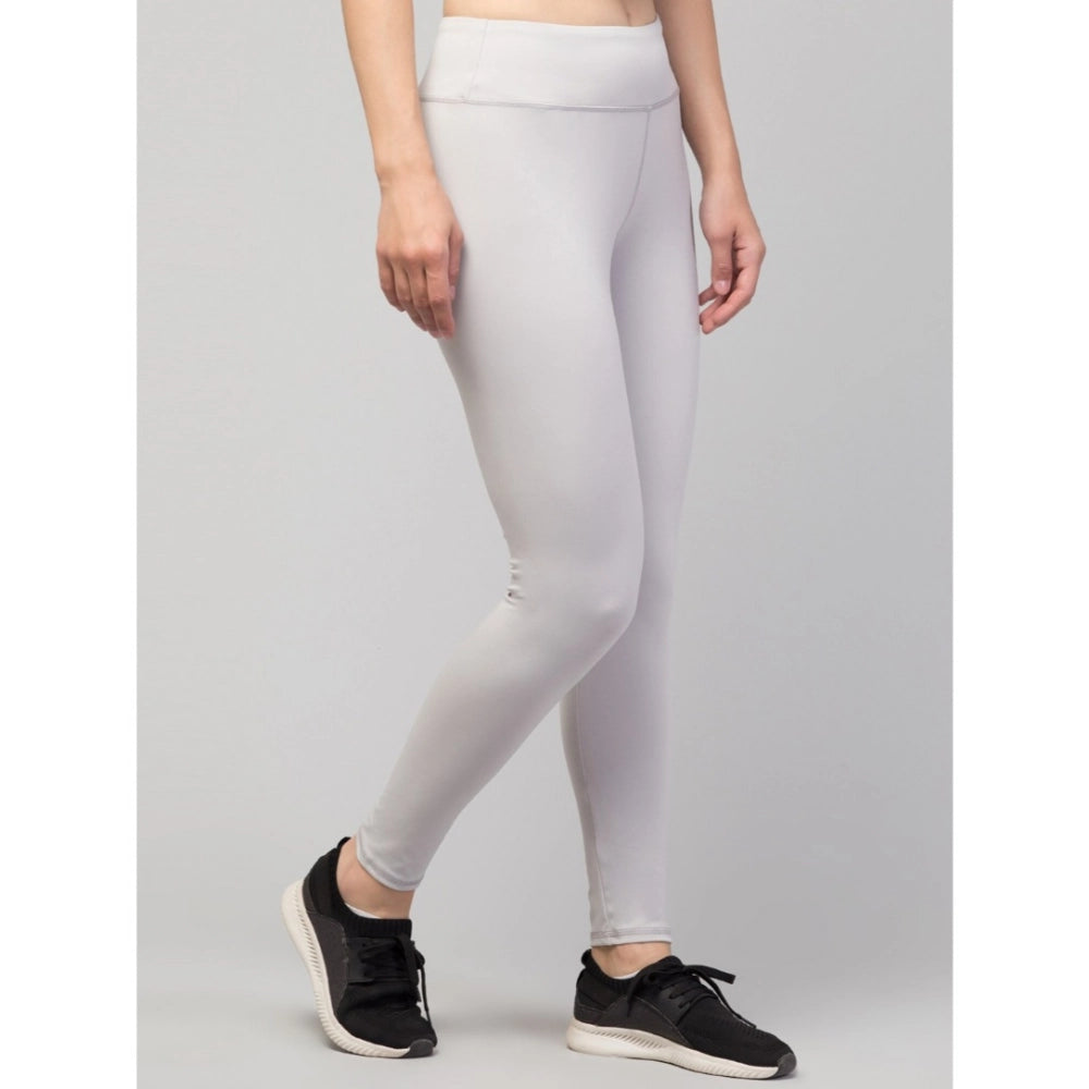 Generic Women's Polyester Solid Ankle Length High-Rise Tights (Light Grey)