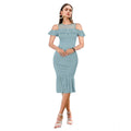 Generic Women's Knitting stretchable Solid Round Neck Sleeveless Dress (Pista )