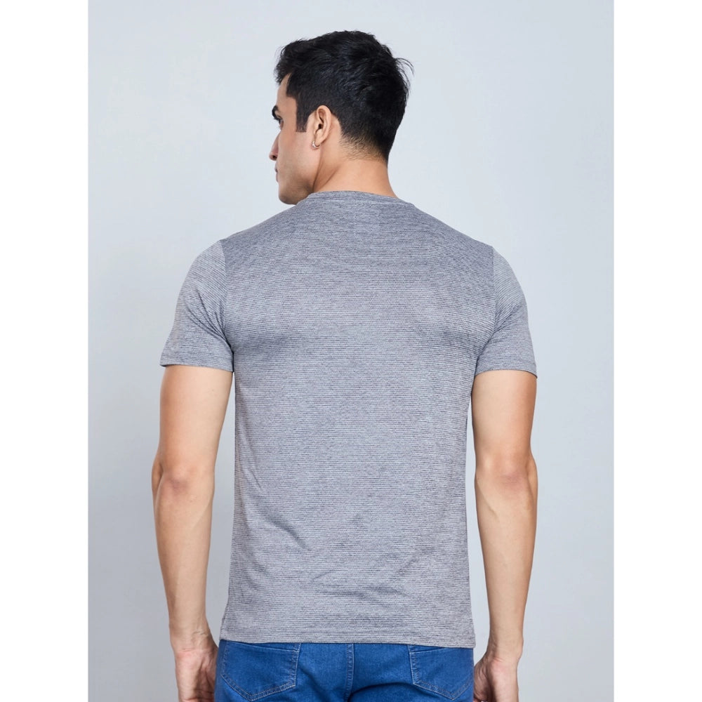 Generic Men's Casual Nylon Solid Half Sleeve Round Neck T-Shirt (Black)