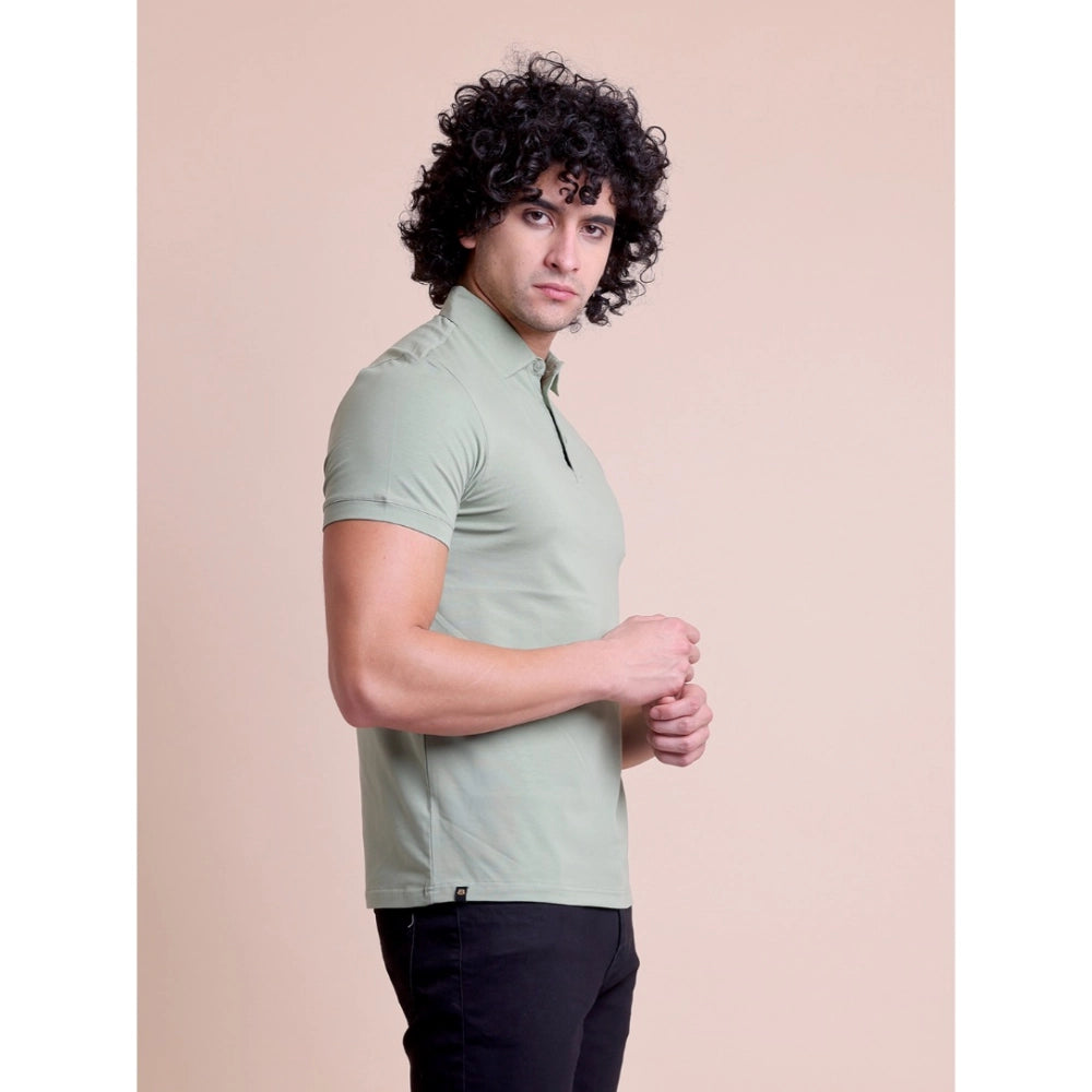 Generic Men's Casual Cotton Solid Half Sleeve Polo Neck T-Shirt (Newsage)