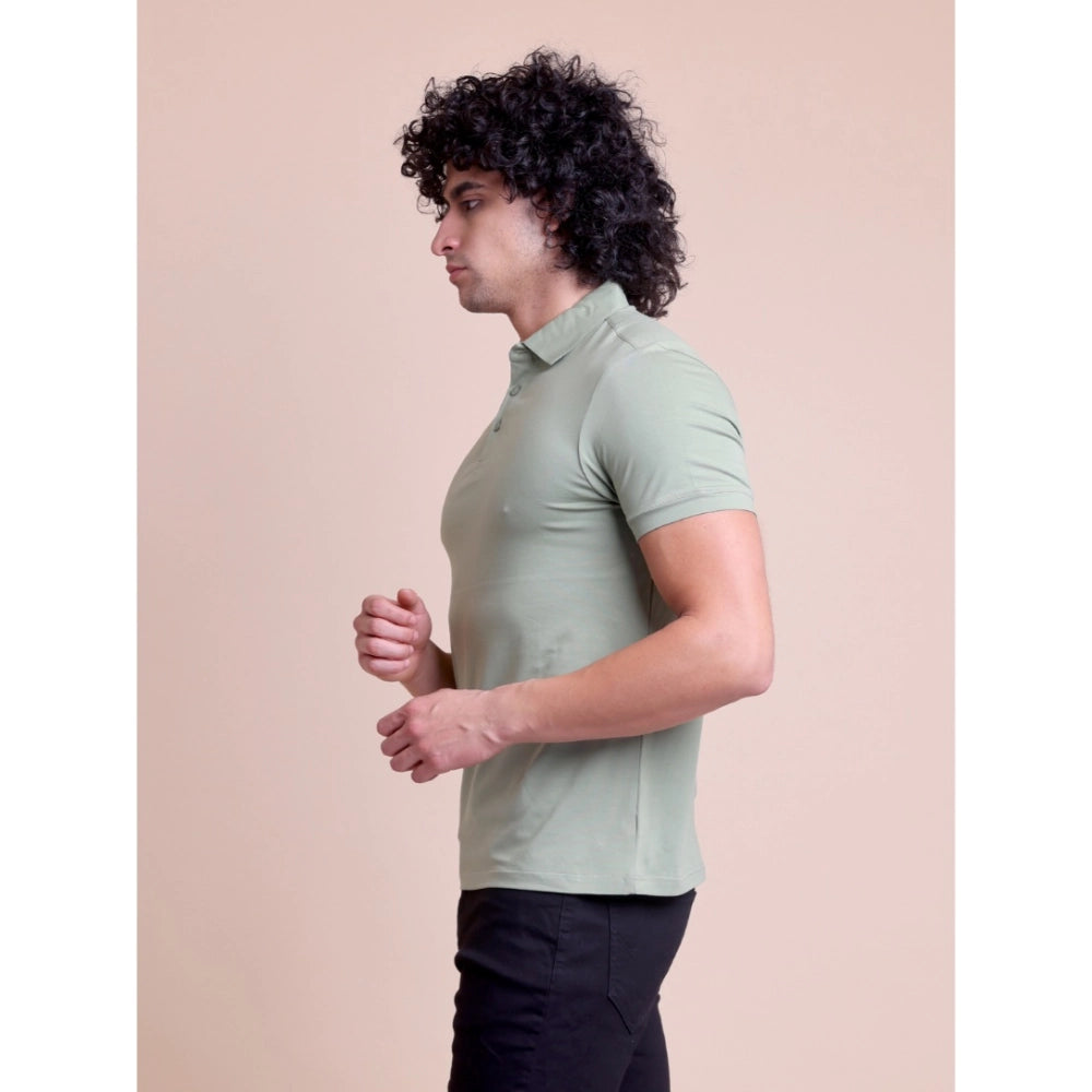 Generic Men's Casual Cotton Solid Half Sleeve Polo Neck T-Shirt (Newsage)