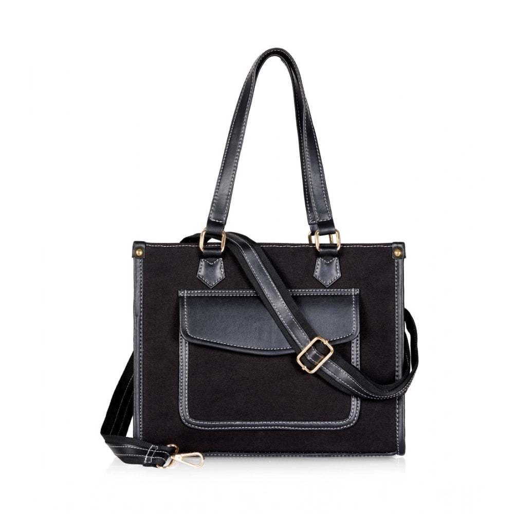 Generic Women's Canvas Medium Top handle Satchel Zipper Handbag (Black)