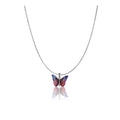 Generic Women's Stainless Steel Colorful Butterfly Pendent Dailywear chain (Silver Plated)