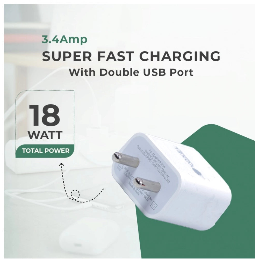 Generic VOXEL 18 Watt Double Usb Port Charger AB Plastic (White)