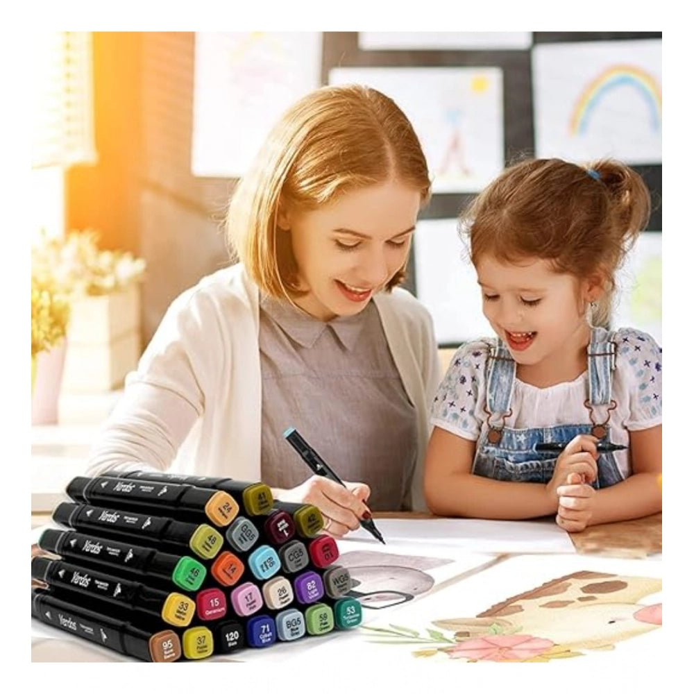Generic Plastic 24Pcs Colors Art Markers Sketch Pen Dual Tip Artist Art Marker (Multicolor )