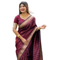 Generic Women's Silk Printed Saree With Unstitched Blouse 5.5Mtr (Maroon)