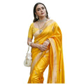 Generic Women's Silk Printed Saree With Unstitched Blouse 5.5Mtr (Yellow)