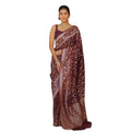 Generic Women's Silk Printed Saree With Unstitched Blouse 5.5Mtr (Maroon)