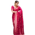 Generic Women's Silk Printed Saree With Unstitched Blouse 5.5Mtr (Rani Pink)