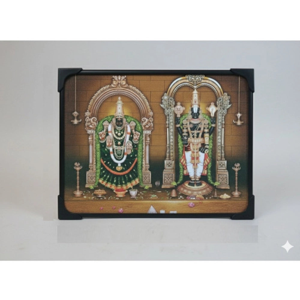 Generic Wooden Tirupati Balaji Padmavati Venkateshwara Swamy Table Top Devotional Player (Multicolor)