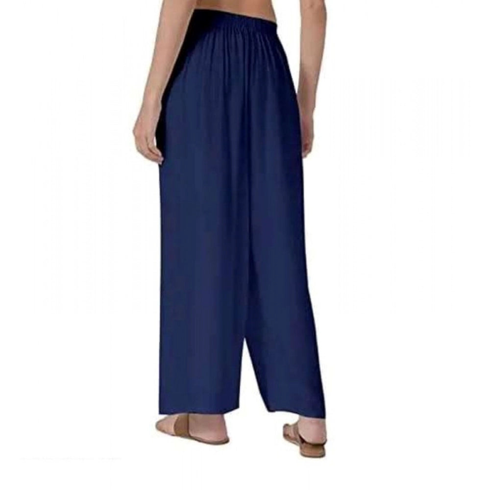 Generic Women's Casual Rayon Solid Ankle Length Palazzo (Navy Blue , Free Size)