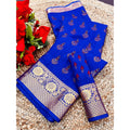 Generic Women's Digital Dolla Silk Printed Saree With Unstitched Blouse 5.5Mtr (Blue)