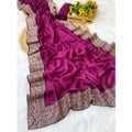 Generic Women's Silk Embroidred Saree With Unstitched Blouse 5.5Mtr (Purple)