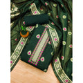 Generic Women's Banarasi Silk Printed Unstitched Salwar Suit Material With Dupatta (Bottle Green, 3Mtrs)