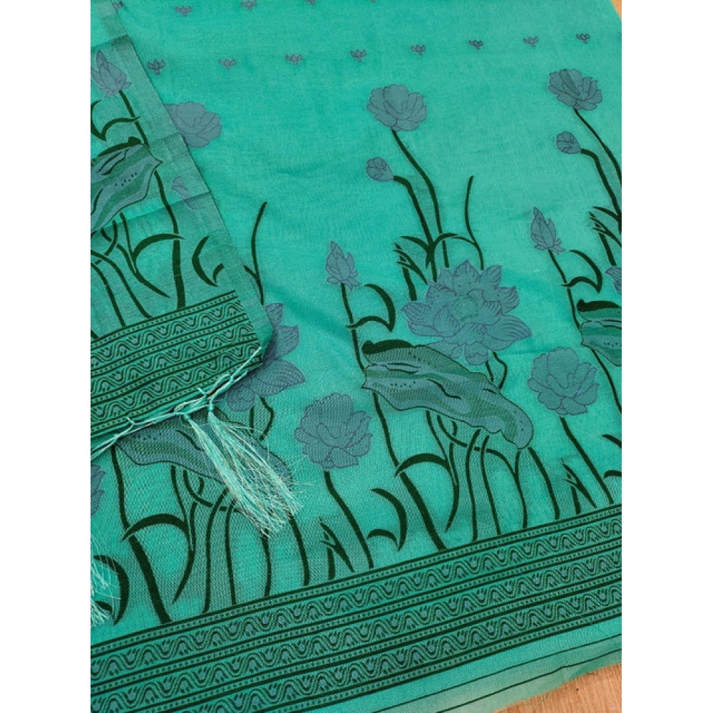 Generic Women's Banarasi Silk Printed Unstitched Salwar Suit Material With Dupatta (sea Green, 3Mtrs)