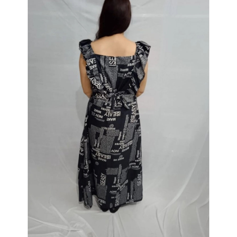 Generic Women's Casual Crepe Sleeveless Dress (Black)