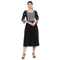 Generic Women's Casual Rayon 3-4th Sleeves Kurti (Black)