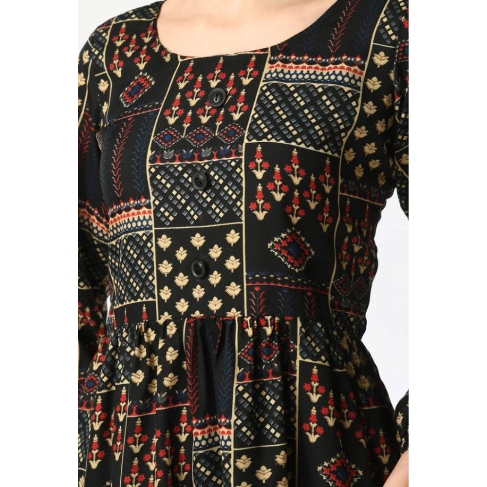 Generic Women's Casual Crepe 3-4th Sleeves Cord Set (Black)