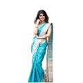 Generic Women's Soft Lichi Silk Printed Saree With Unstitched Blouse 5.5Mtr (Sky-Blue)