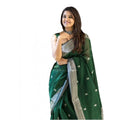 Generic Women's Soft Lichi Silk Printed Saree With Unstitched Blouse 5.5Mtr (Green)