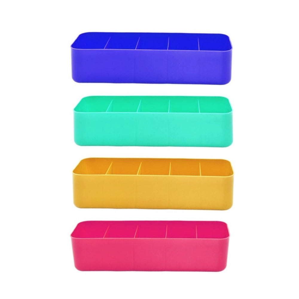 Generic Pack Of 2_Socks Organizer Tray – 4-Piece Set | Quick 5-Section Storage Trays for Drawer Organizing | Sorting Tray for Socks, Accessories And Closet Storage (Color: Assorted )
