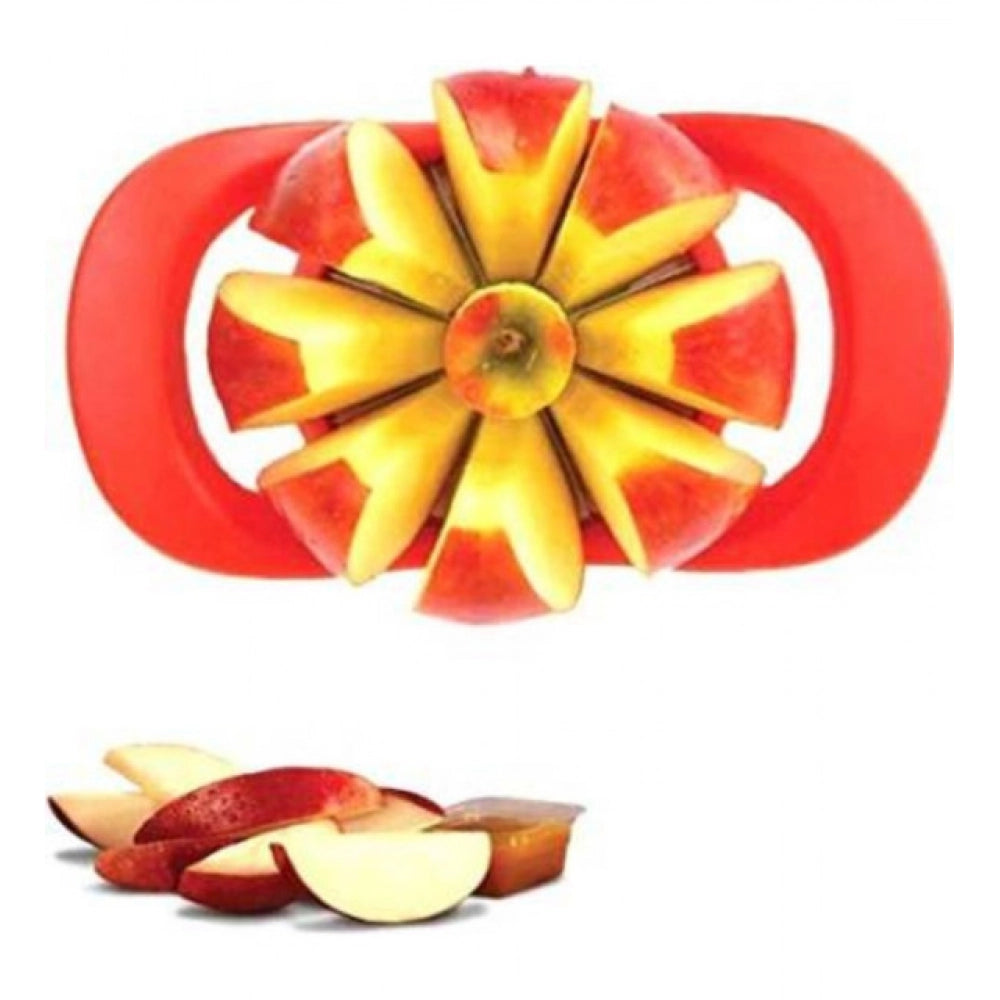 Generic Pack Of 3_Apple Cutter – Stainless Steel Fruit Slicer And Corer for Quick Cutting (Color: Assorted )