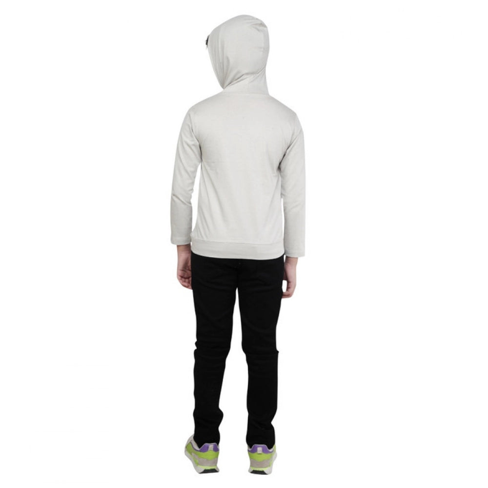 Generic Boy's Cotton Printeded Hooded Neck Hoodies (Grey )
