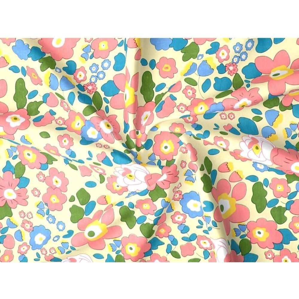 Generic Cotton Blend Floral Printed Single Bedsheet with 1 Pillow Cover (Yellow)