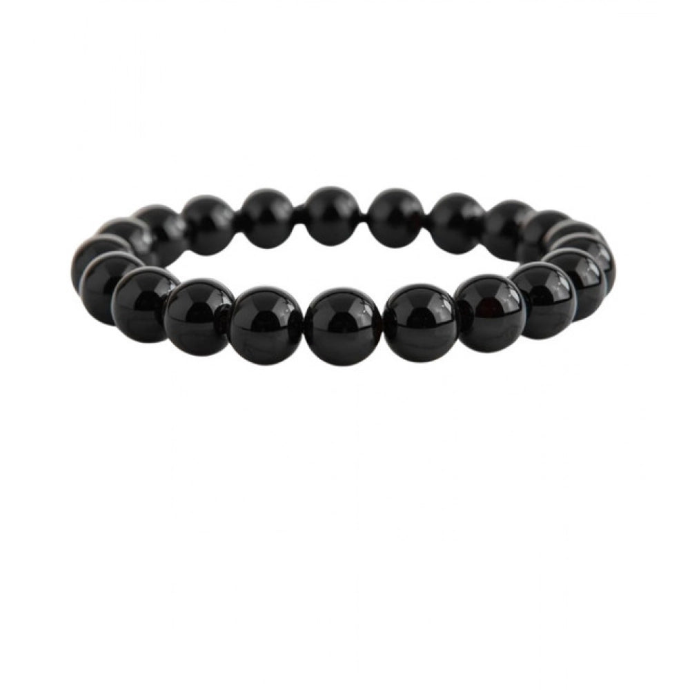 Generic Natural Crystal 8mm Black Obsidian Bracelet (Black)