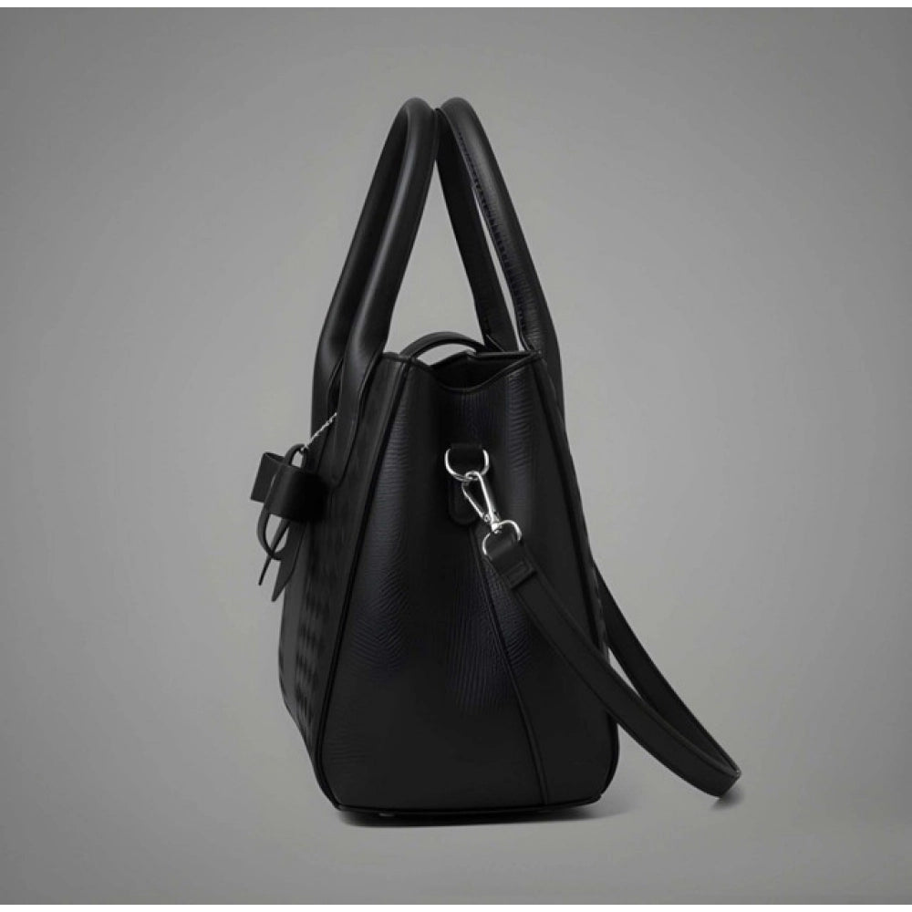 Generic Women's PU Leather Solid Shoulder Zipper Handbag (Black)
