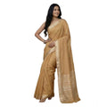 Generic Women's Cotton Printed Saree With Unstitched Blouse 5.5Mtr (Golden)