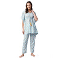 Generic Women's Rayon Floral Kaftan Sleeve Kaftan Sets (Light Blue)