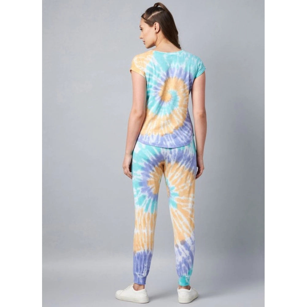 Generic Women's Cotton Tie And Dye Short Sleeve Tracksuit (Multicolor)
